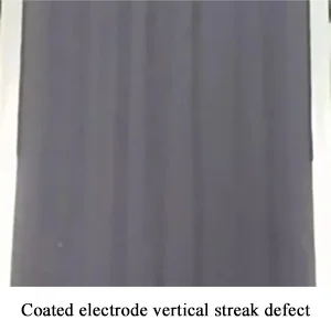 Coated electrode vertical streak defect
